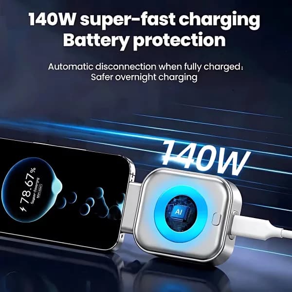 X01 Auto-Disconnect Fast Charging Adapter with Physical Auto-Eject Safety Separator (Type-C)